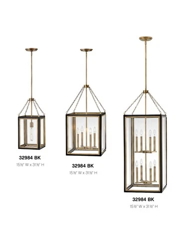 Hinkley Lighting 32984 Shaw 4 Light 16"W Taper Candle Pendant - Black / Heritage - Picture 3 of 4