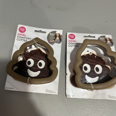 2 Poop Swirl Poo Emoji Cookie Cutter Mold Comfort Grip RO Wilton New