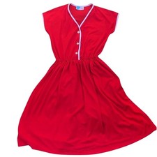 Vintage Mr Simon Fit & Flare Midi Dress Red White Cottagecore Preppy Small