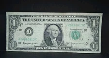 1963 J $1 Joseph Barr One Dollar Bill Federal Reserve Note Kansas City Missouri 