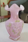 Fenton Hand Painted Rare Square Vase BEAUTIFUL  Fenton Artist Signed