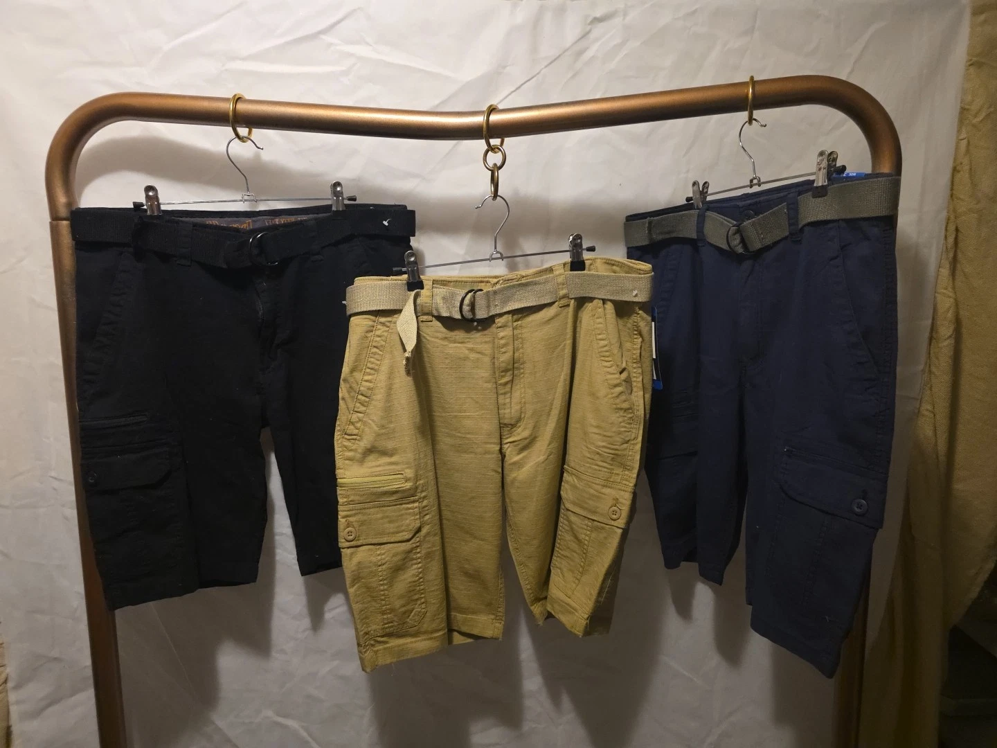BLACK ,BLUE, TAN NWT! Wear First Men's Belted Cargo Shorts Size 36