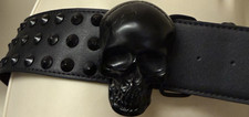 Black Studded Skull Buckle Adjustable Studded Belt Gothic Punk Skull Theme