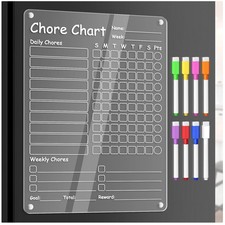 Acrylic Chore Chart 12x9'' Clear Dry Erase Board