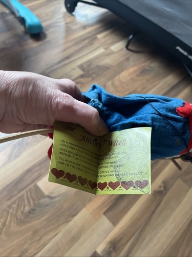 Vintage Glück Küche Hexe Puppe hängend ETIKETT GLASWERKS 8,5" BITTE LESEN - Bild 9 von 9