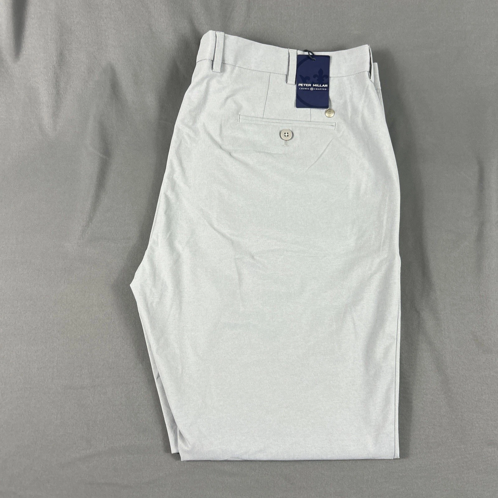 Peter Millar Golf Pants Crown Crafted 38 x 30 Gale Gray Polyester NWT MSRP $185