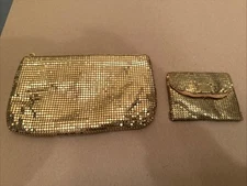 VTG Duramesh Gold Mesh Makeup Bag & Liberty Mutual Employee Change Purse 1950s