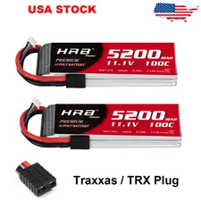 2pcs HRB 11.1V 3S 5200mAh Lipo Battery 100C TRX for RC Airplane Drone Boat Car