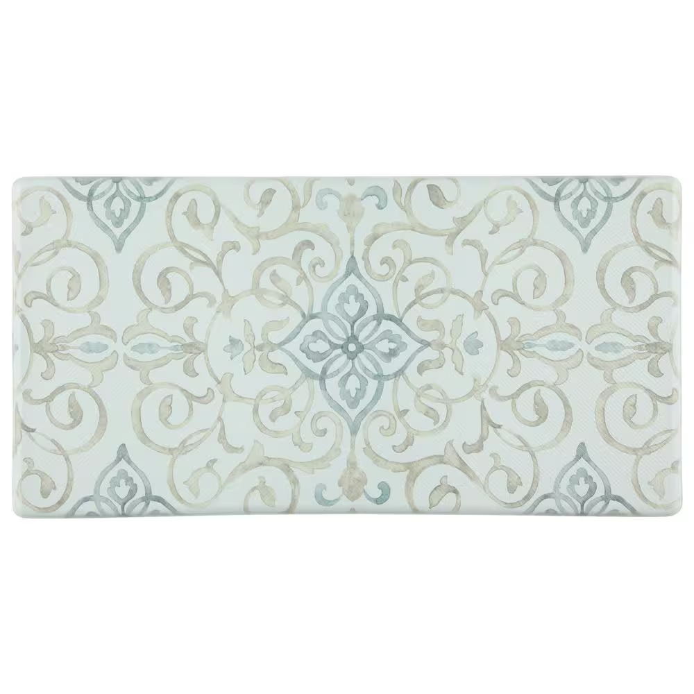 Rustic Medallion Cream 20 In. X 39 In. Anti-Fatigue Kitchen Mat