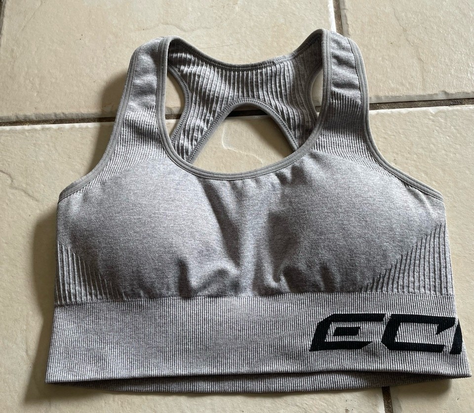Echt Arise Scrunch Padded Sports Bra Racer Crop Top Grey  Size XS