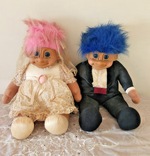 Russ Troll Dolls Bride Groom Wedding Large Plush Vintage