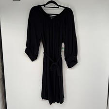 NWT Karen Kane Blouson Sleeve Dress Women's Size L Black Tie Waist Garden Party