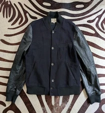 Red Ear Paul Smith Varsity Jacket Sleeve Lamb Leather Switching GUC Navy S