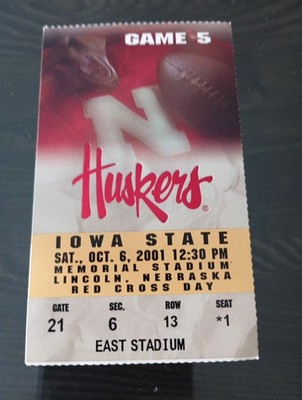 2001 Nebraska Cornhuskers V Iowa St Cyclones Ticket Stub Oct 6. Memorial Stadium