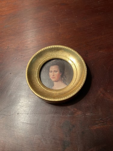 Italian Florentine Gilt Gold Wall Plaque Round 3" Mary Byrd - Imagen 2 de 4