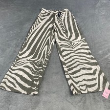 PrettyLittleThing Zebra Print Oversized Wide Leg High Waist Boho Trousers Sz 4