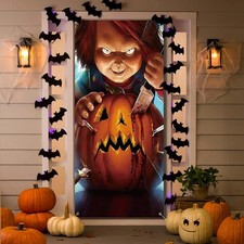 Classic Horror Movie Character Banner - Scary Halloween Door Cover Decorations P