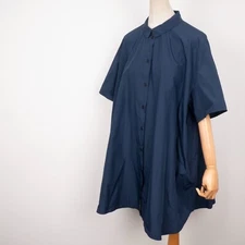 Hindahl & Skudelny Relaxed Loose Flared Asymmetric A-Line Shirt Dress Blue XL
