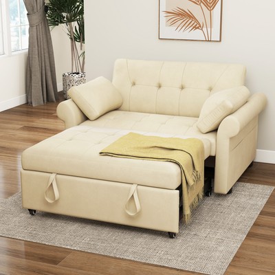 TAUS Curved armrests, double sofa bed