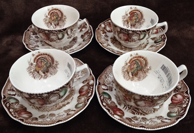 Johnson Brothers HIS MAJESTY Tea Cup & Saucer Turkey 4 Sets England 1955-83