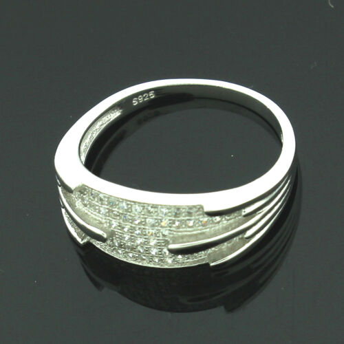 Sterling Silver Cubic Zirconia Micro Pave Set Ring Size P - Afbeelding 1 van 1