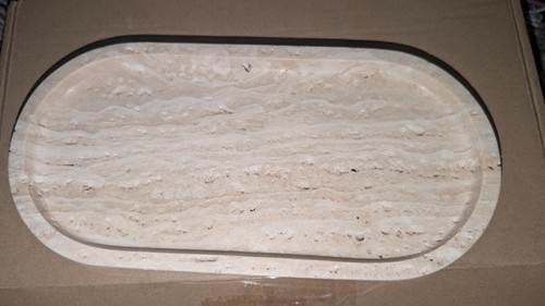SAIDKOCC Marble Oval Handmade Tray Ornaments Vintage Beige Travertine - Picture 2 of 12