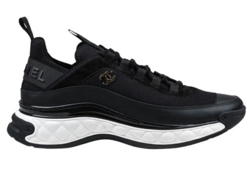 Chanel White Black CC Logo Runner Trainer Sneaker, 38.