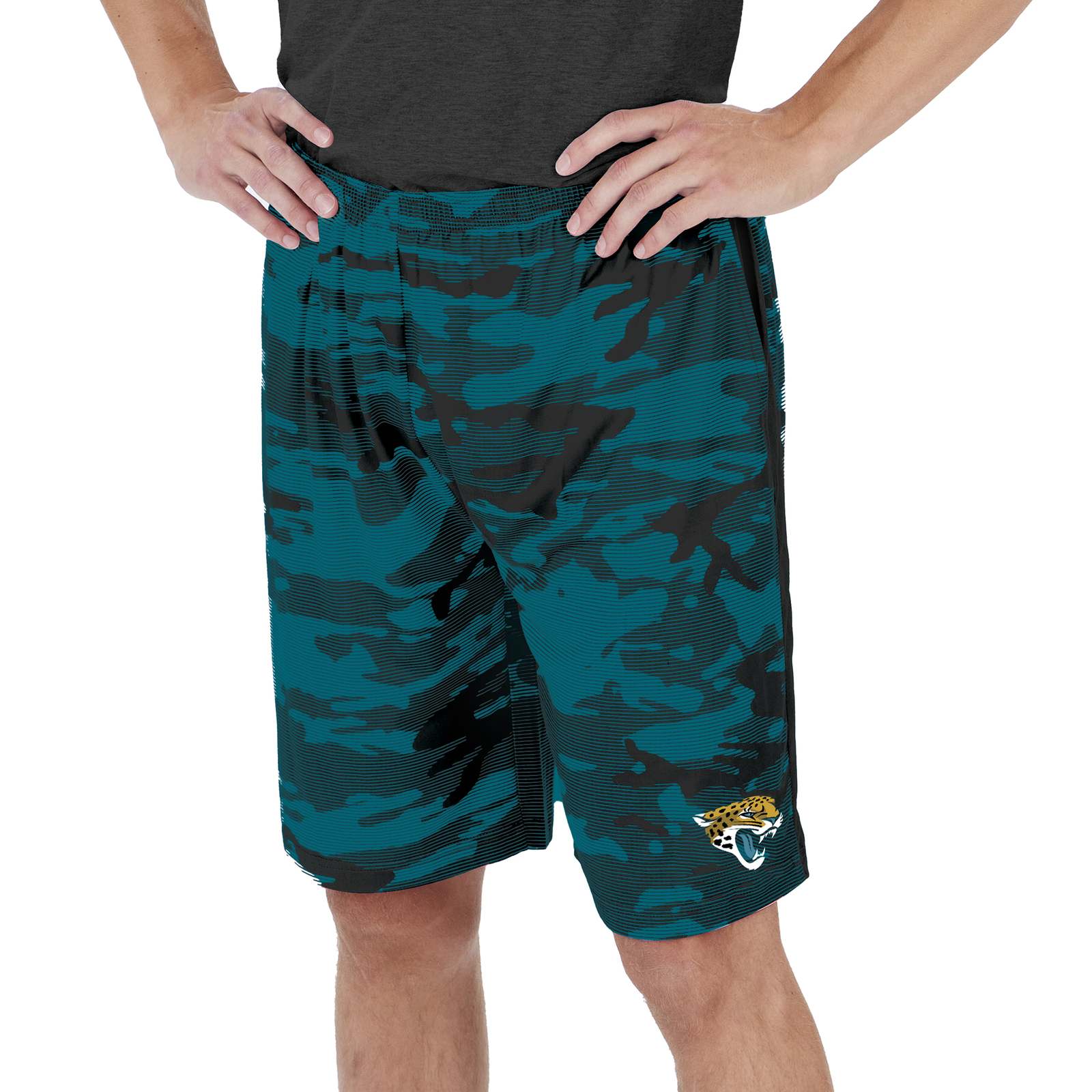 Легкие камуфляжные шорты Zubaz Mens NFL Jacksonville Jaguars Lines с логотипом