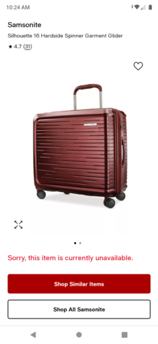 Luggage Black Samsonite 16 silhouette hard side versa garment glider