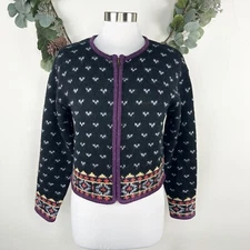 Emu Womens Sweater Size S 100% Wool Nordic Fair Isle Nordic Chunky Knit Charcoal