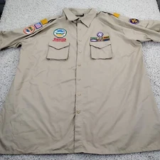 Boy Scouts Of America Shirt Mens Adult 4XL Beige Uniform Canada BSA Patches 80s