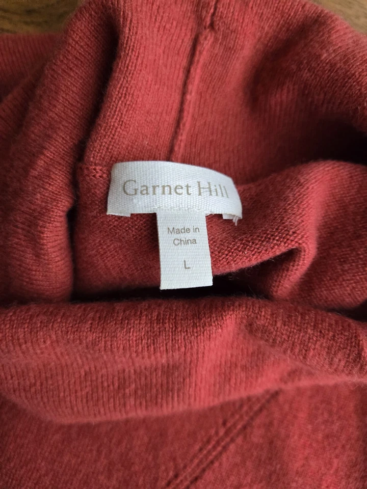 Garnet Hill - Talla L puro lujo Cachemira sin mangas cuello alto ~ rojo jaspeado Foto 2 de 4