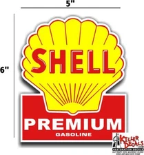 (shell #5) 6" SHELL gasoline pump LUBSTER DECAL GAS OIL SIGN WALL STICKER