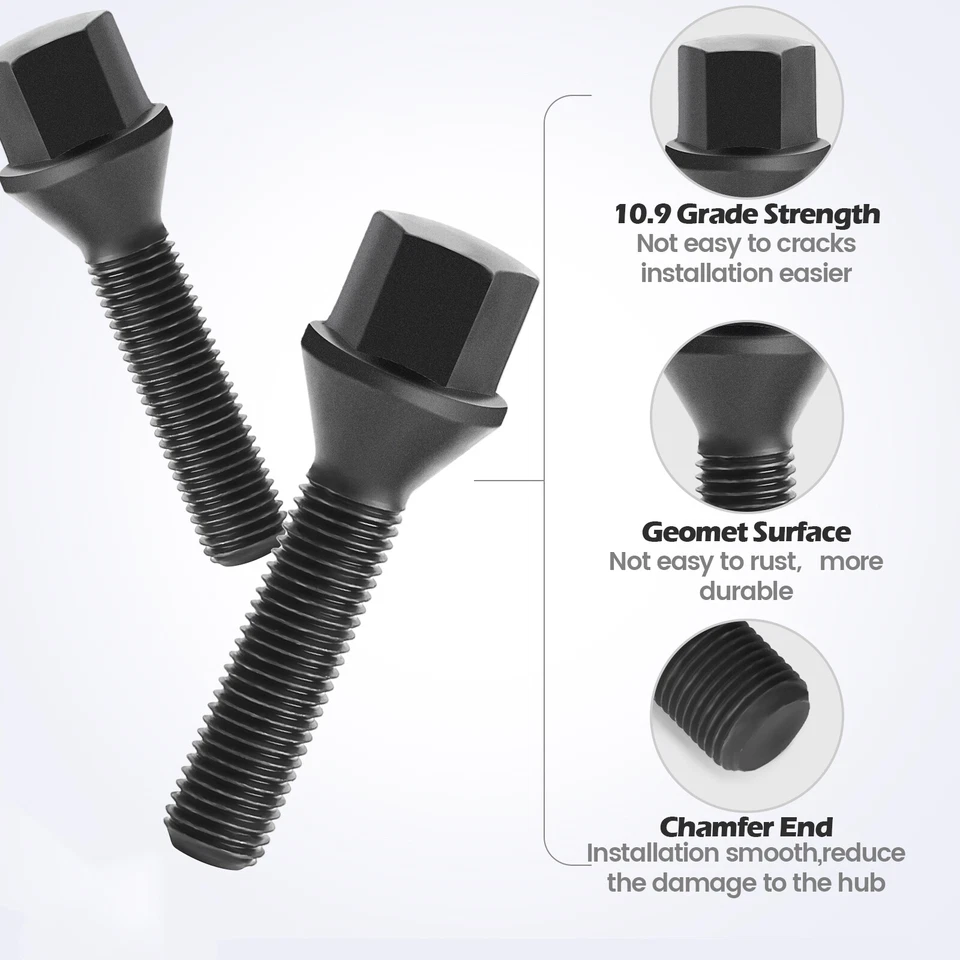 10 piezas 14x1,25 tuercas extendidas pernos asiento cónico vástago de 45 mm para BMW I3 I8 Mini  Foto 2 de 4