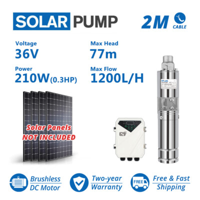 [US STOCK] 3 inch DC Screw Solar Power Water Deep Well Pump 36V 210W Submersible