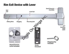 36" PANIC BAR Exit Device Aluminum With Exterior Lever Open Box