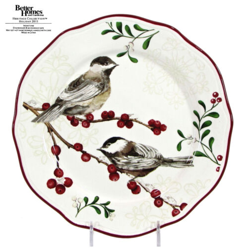 Better Homes & Gardens WINTER FOREST CHICKADEE 8.75" Salad Birds Plate Heritage