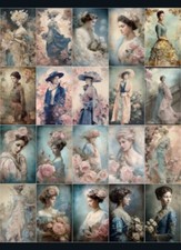 20 PCs Beautiful In Blue Ladies Tags Junk Journals Scrapbook Usa