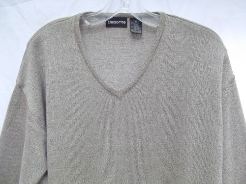 Claiborne sweater fine knit lightweight marled yarn beige tan v-neck sz XL MINT - Picture 4 of 4