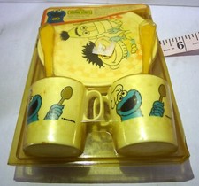 Sesame Street Plastic Plates Cups Bert Ernie never opened imperfect 1988 Vintag