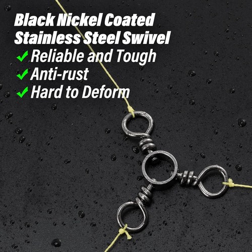 25-100PC 3 Way Swivel Fishing Tackle for Catfish Rig Trolling Line Connector - Picture 7 of 25
