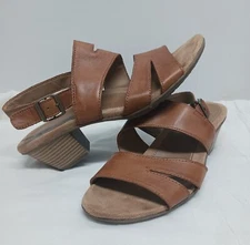 Earth Origins Brown Sandels Carlon Cathryn Chunky Heels Size 9.5
