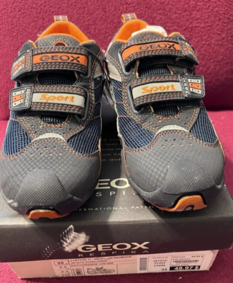 Geox Respira J Lethal C- Mesh +PR. Geobuck Navy / Orange NRF:402 Sz 3.5 NEW !