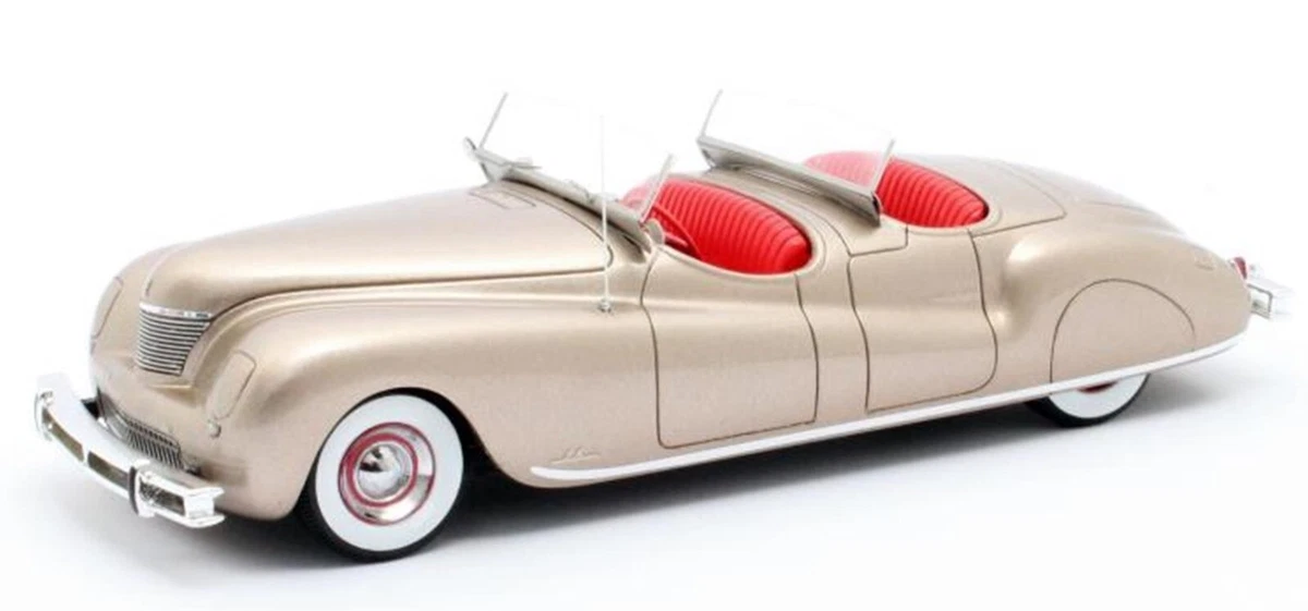 Voiture cabriolet de luxe CHRYSLER Town and Country de 1949 couleur noir avec portes imitation bois avec une échelle de 1/43 conçu par MATRIX SCALE MODELS sur
