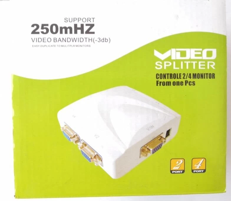 250MHZ 4 Port VGA Video Splitter Box 1 PC to 4 LCD CRT Monitor Adapter 1920*1440 - Image 3 of 4