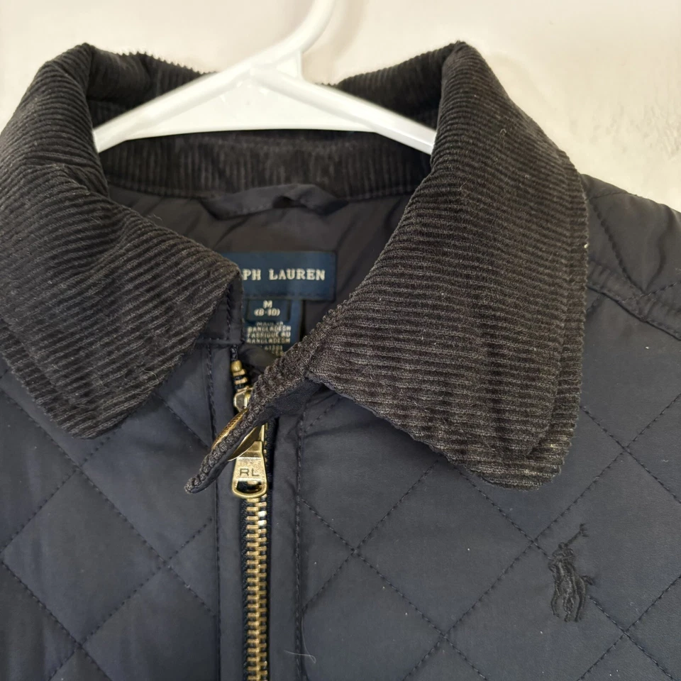 Ralph Lauren Niñas Chaqueta Med 8-10 Azul Marino Acolchado Granero Abrigo Ecuestre Foto 2 de 4