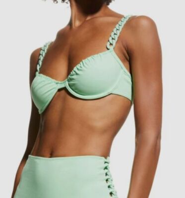 $228 Moeva Women's Green Solid Sigrid Underwire Bikini Top Swimwear Size Small