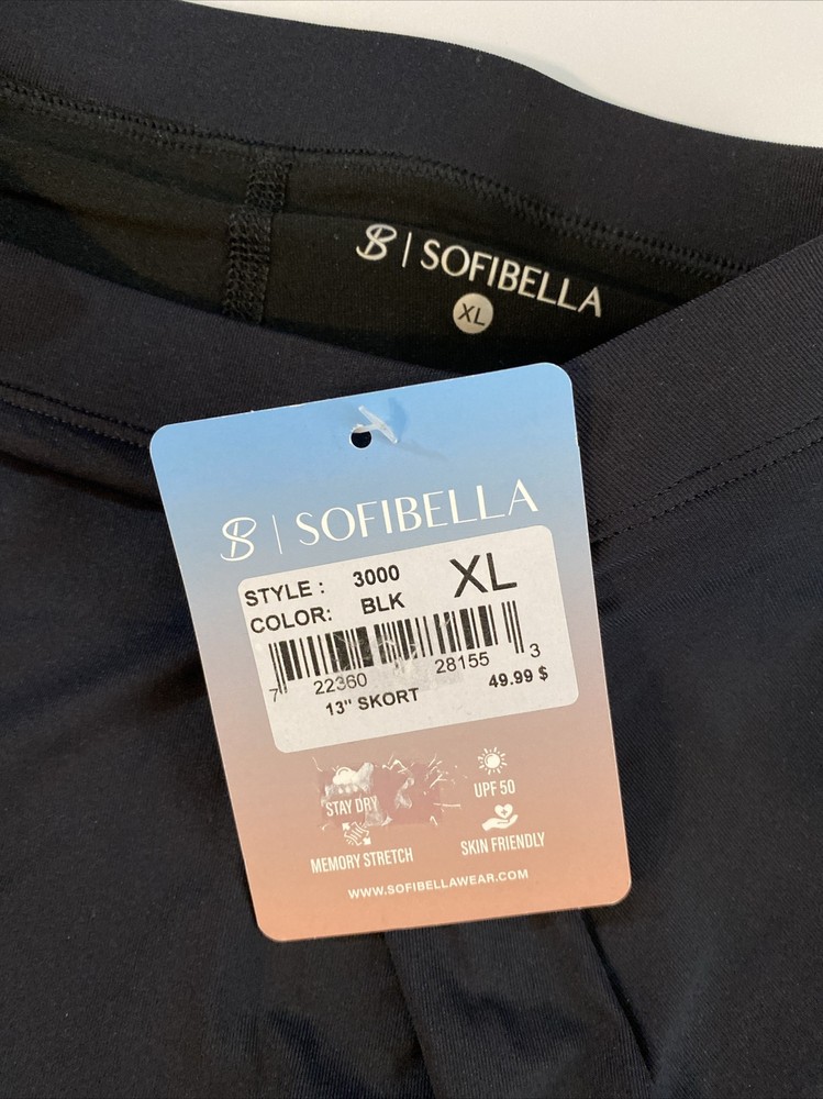 Bella-LITE Sofibella 13" Black Tennis Skort Size XL NWT