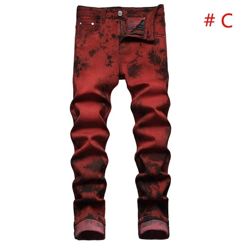 Moda Para hombres Jeans Elastizados Calce Ajustado Pantalones Informales Largos Estampados Denim Pantalones - Imagen 6 de 38