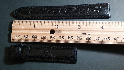 Zenith Black Alligator watch band/strap 18/16mm, Genuine, SHINY BLACK